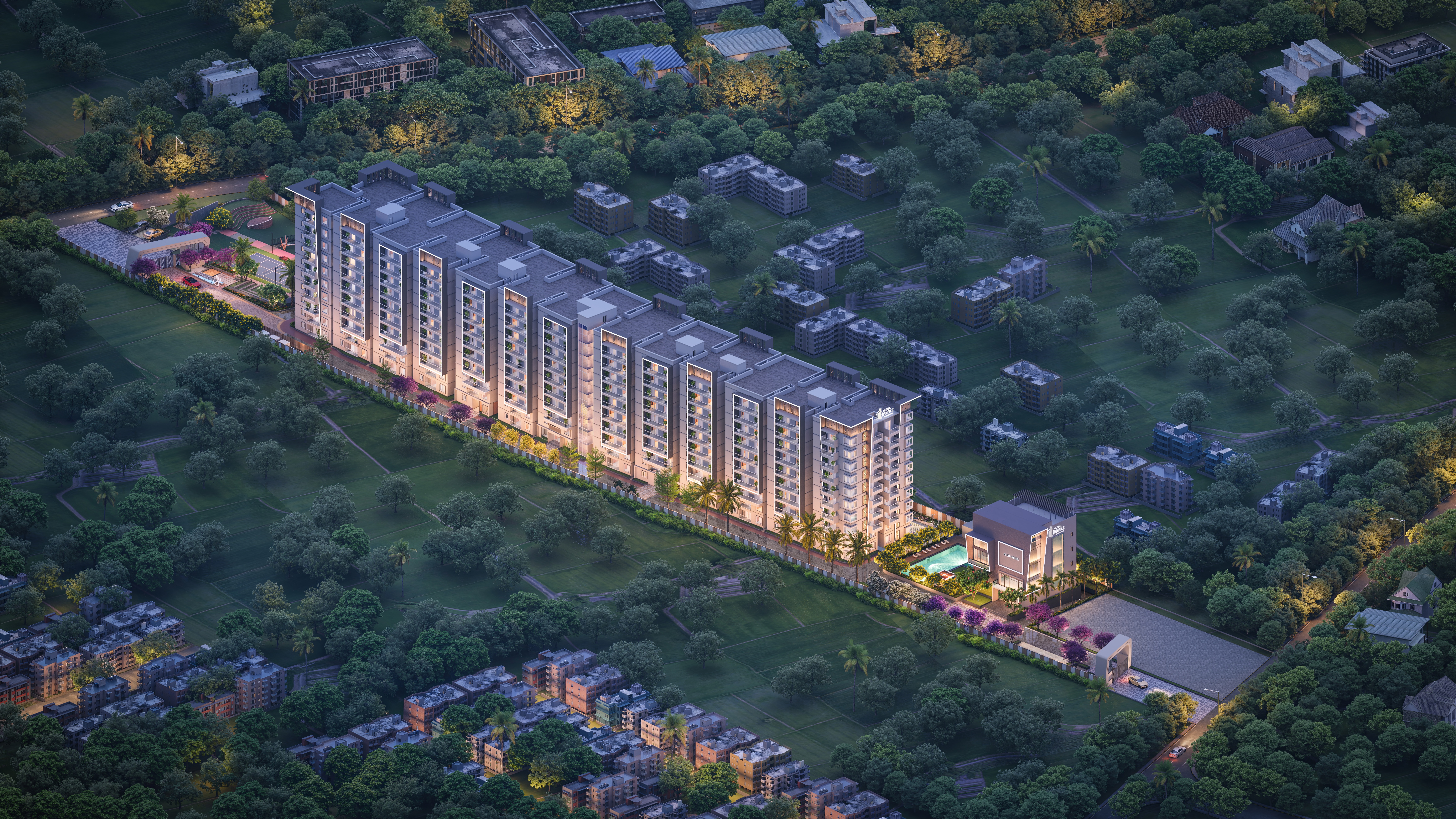 Global Edifice residential communities at night